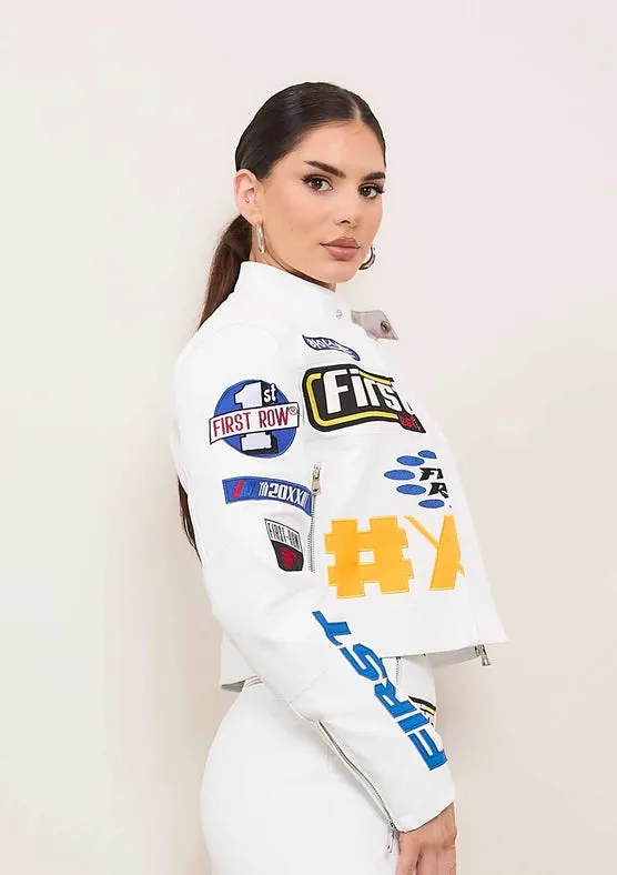 Motor Racing Leather Jacket White