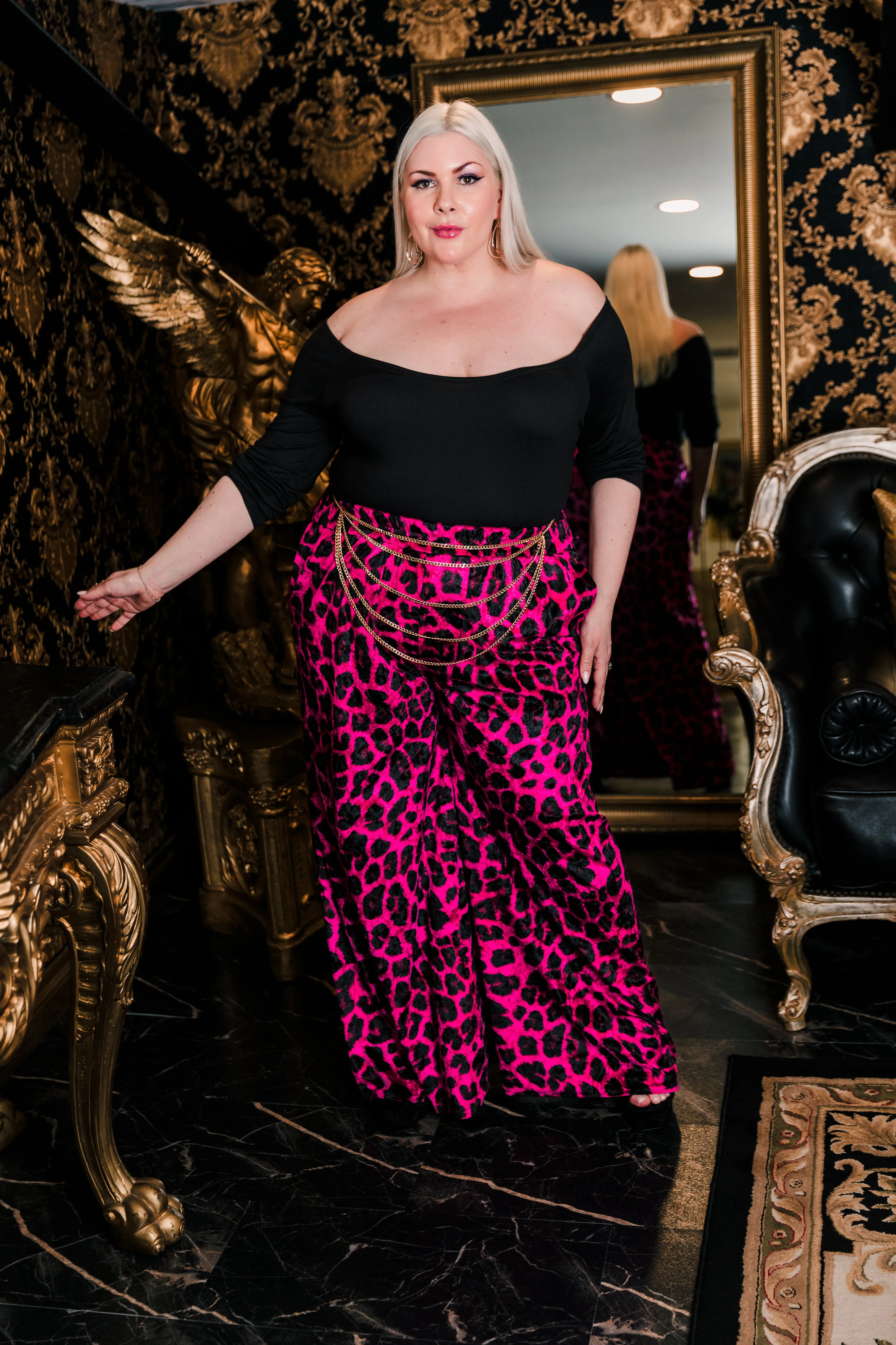 Muse Pants in “Magenta Leopard Velvet"