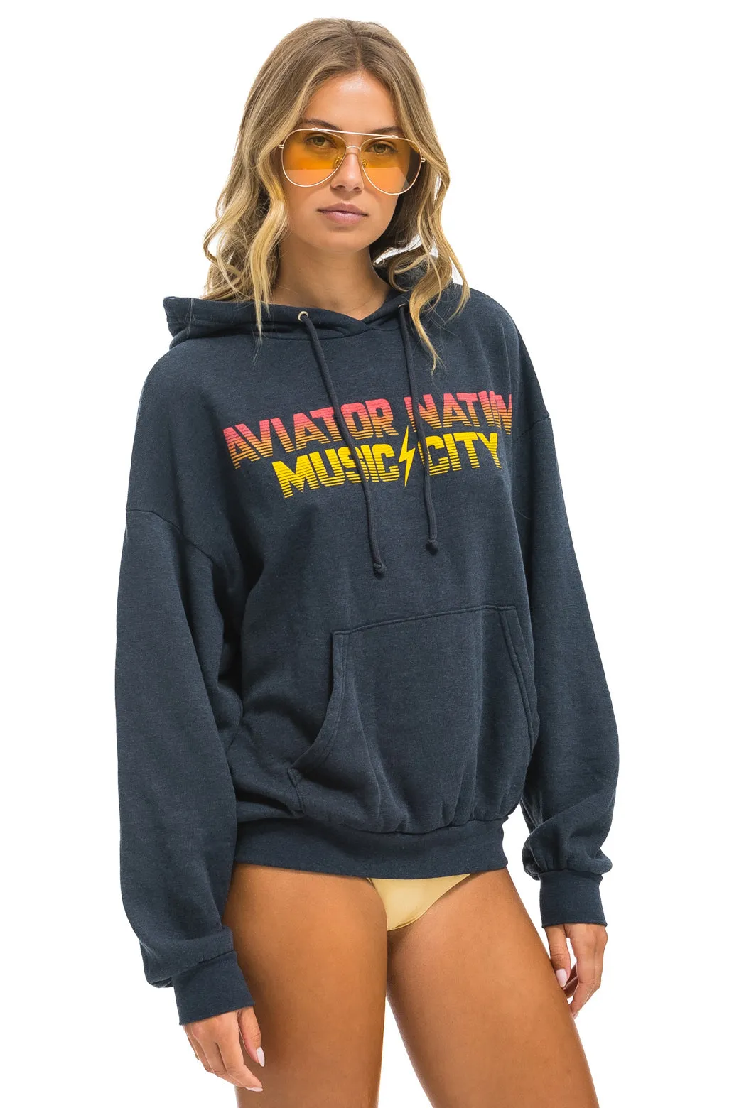 NASHVILLE MUSIC CITY PULLOVER HOODIE RELAXED - CHARCOAL