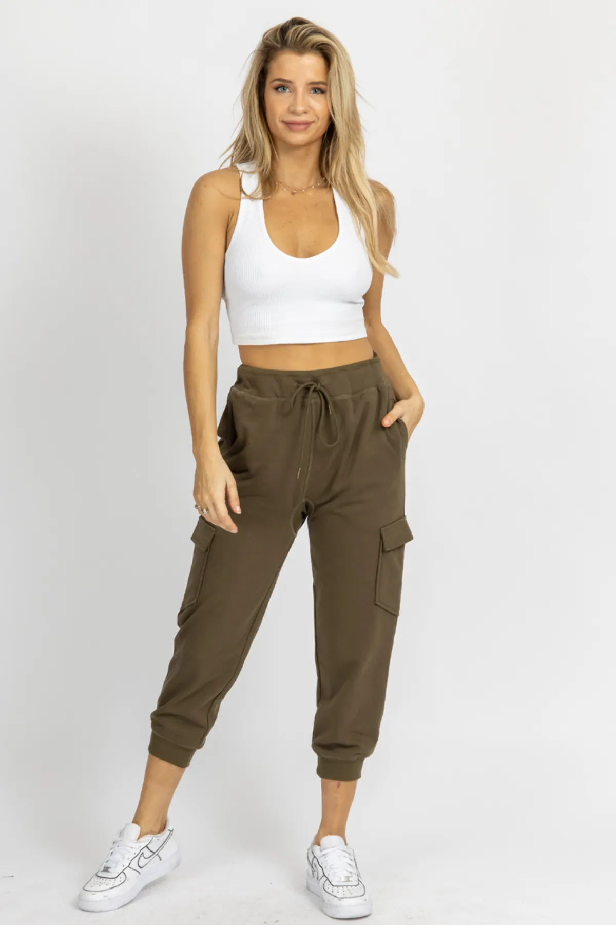 OLIVE CARGO RELAXED JOGGERS