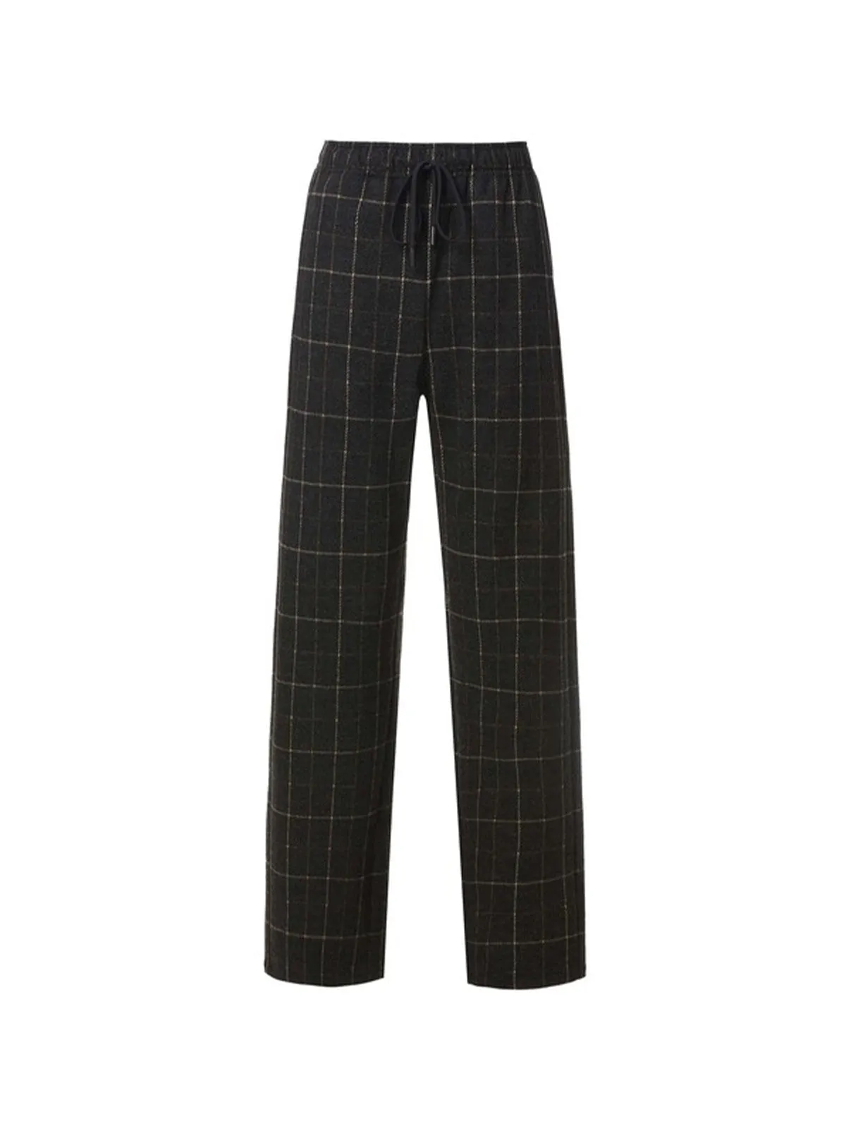 Plaid Drawstring Waist Wide Leg Pants