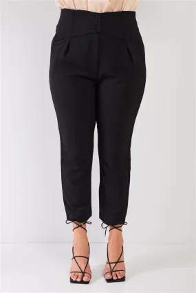 Plus Black High-waisted Classic Pegged Pants