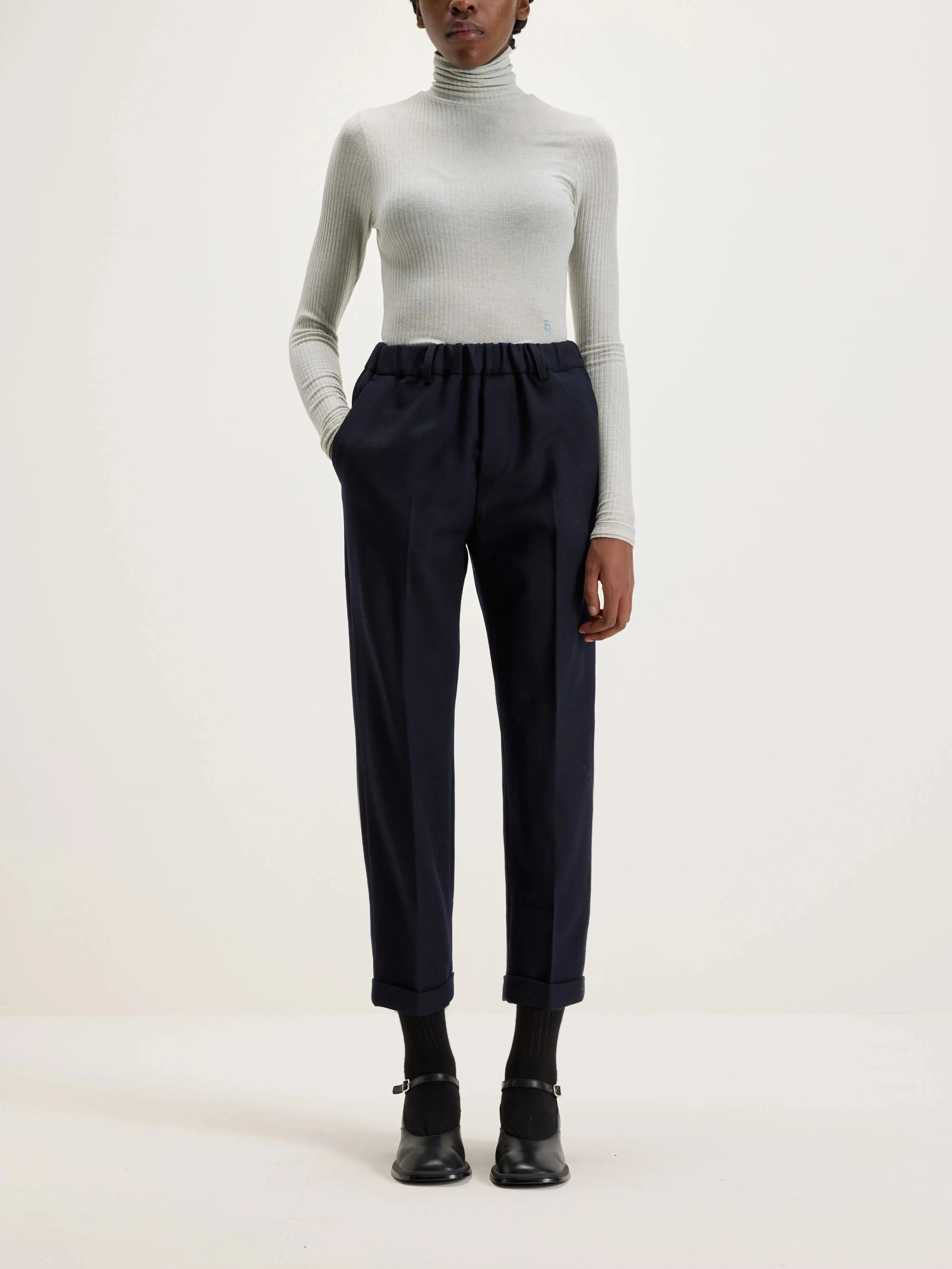 Robin Wool Pants  (242 / W / NAVY)