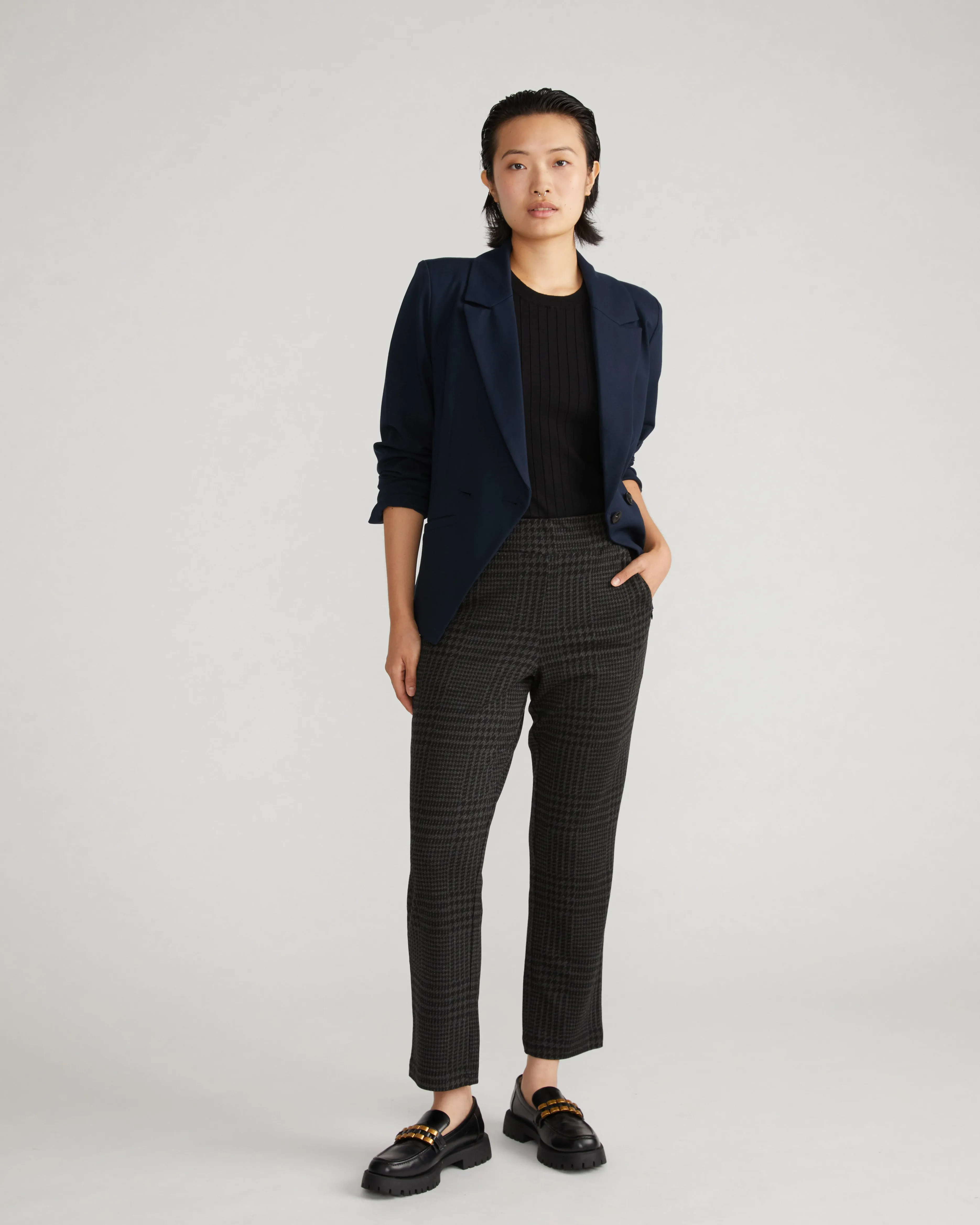 Smart Signature Ponte Pants - Storm Houndstooth