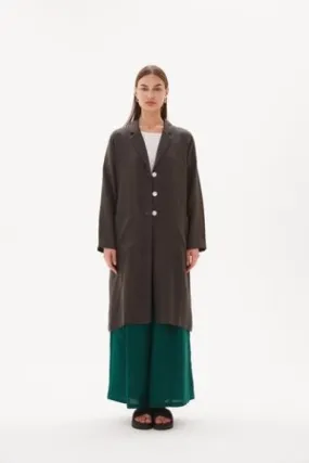 Tirelli - Linen Duster Coat - Dark Ocean