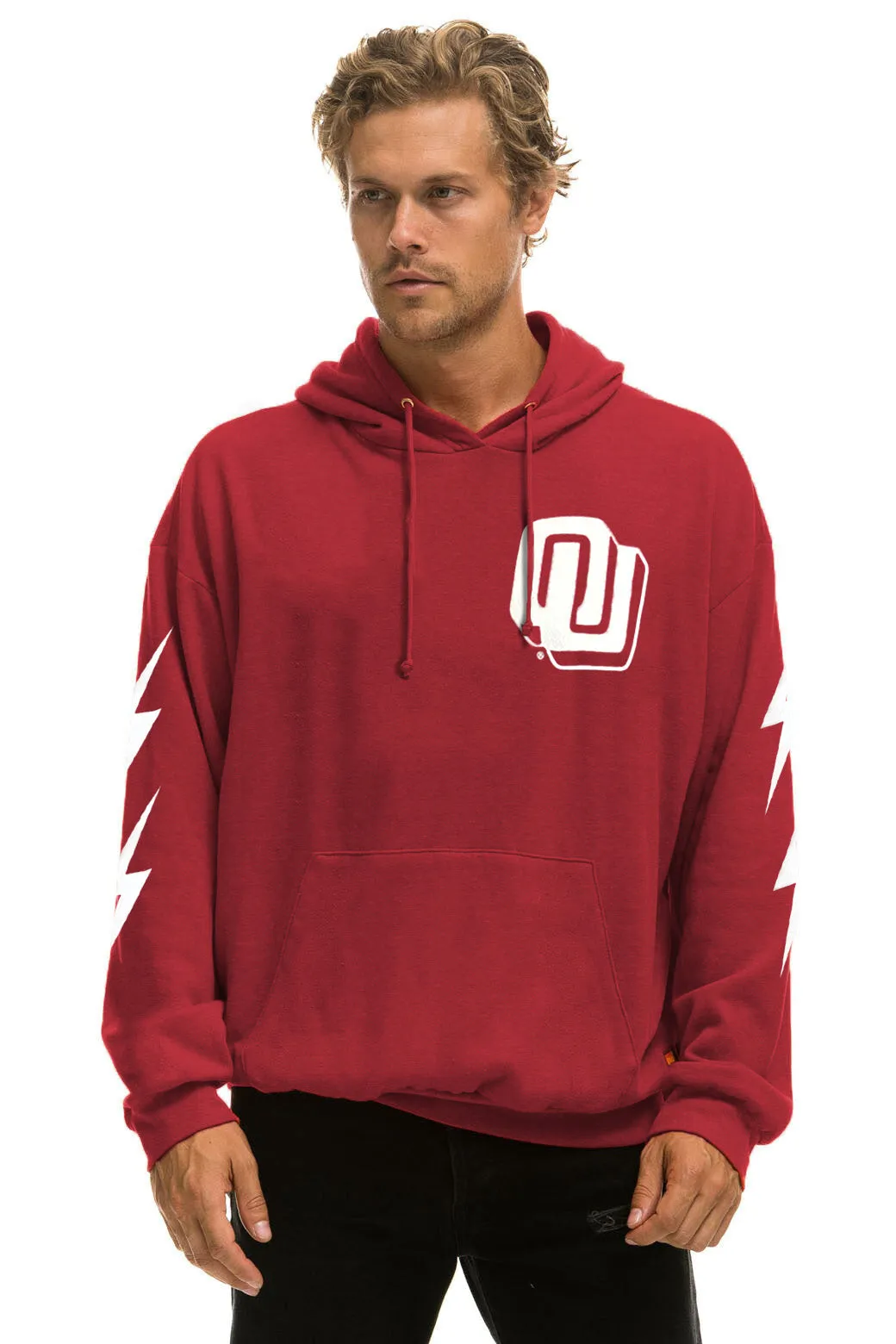 UNIVERSITY OF OKLAHOMA BOLT 4 PULLOVER HOODIE RELAXED - CRIMSON