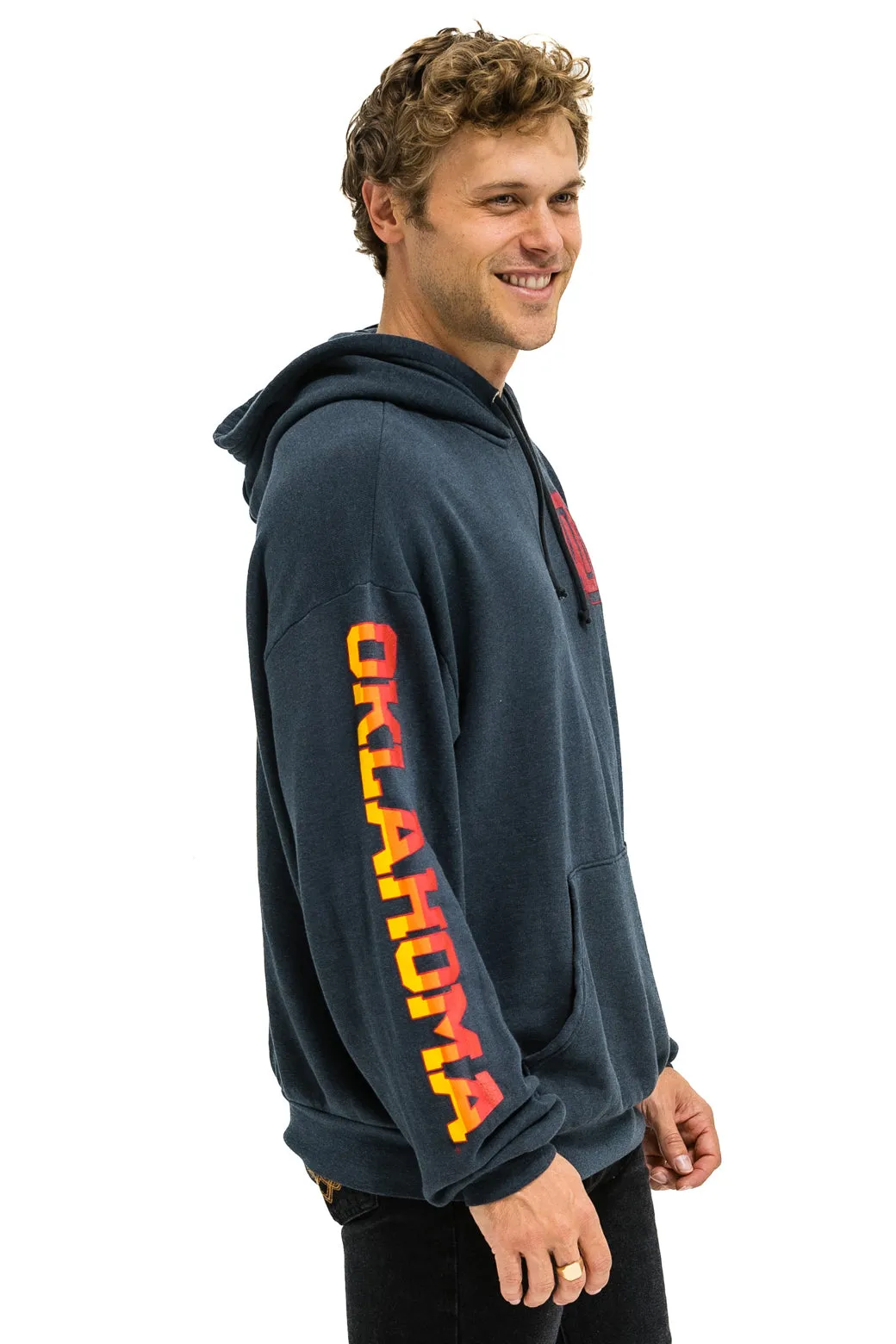 UNIVERSITY OF OKLAHOMA PULLOVER HOODIE RELAXED - CHARCOAL