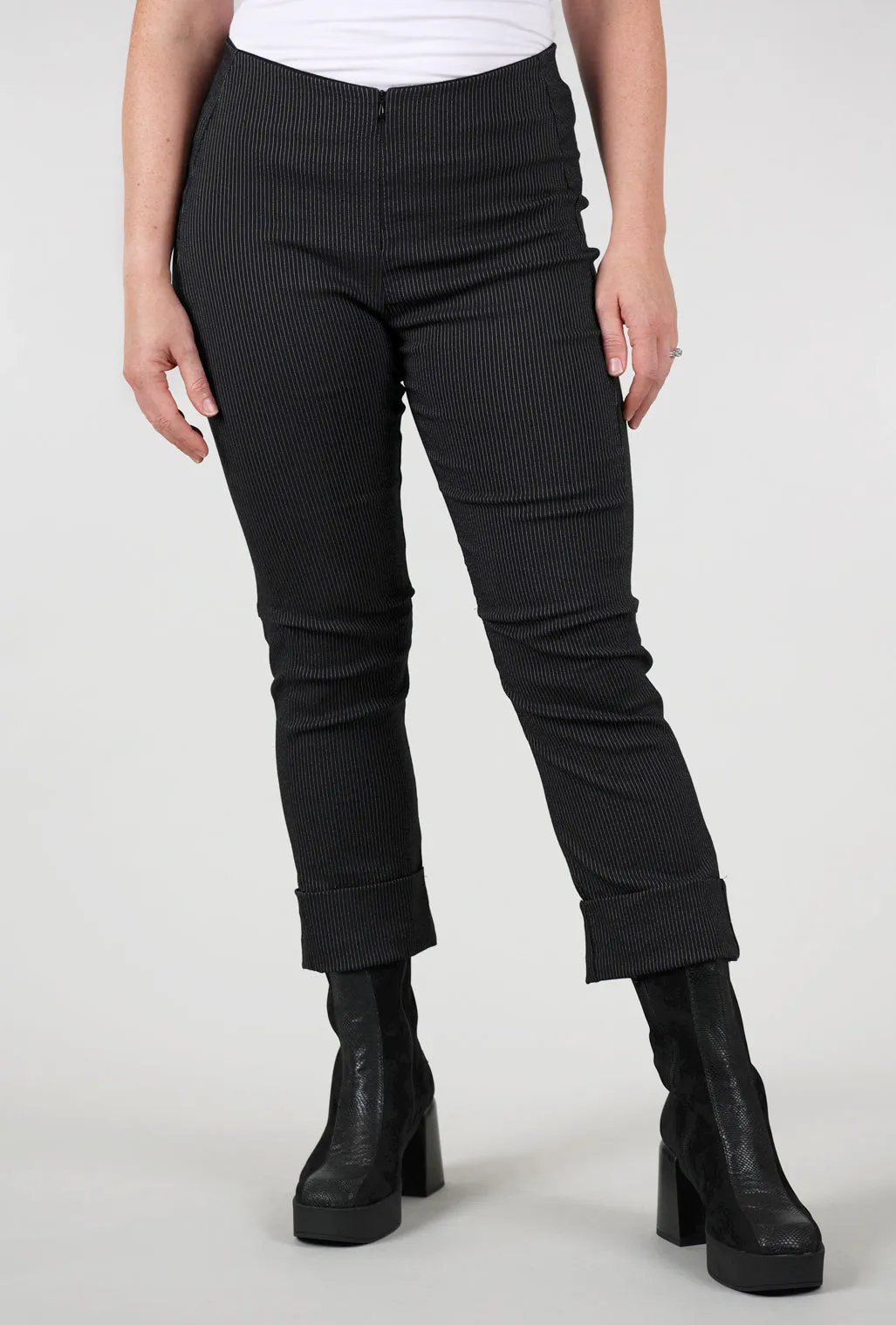 Verona Crop Pant, Black Stripe