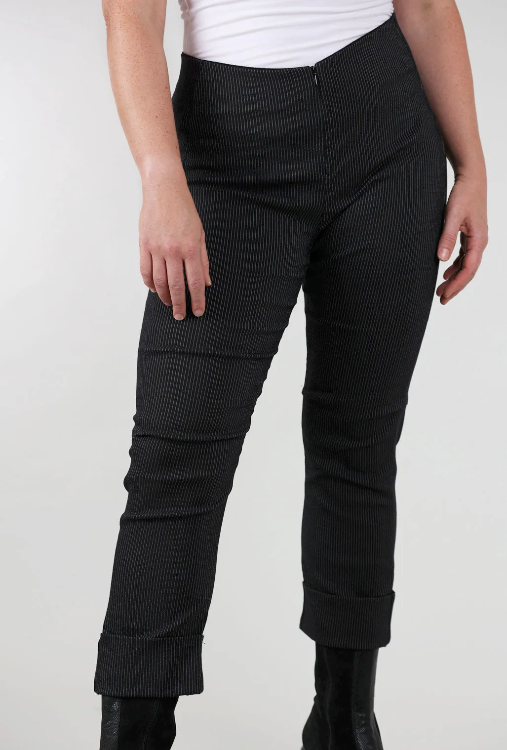 Verona Crop Pant, Black Stripe