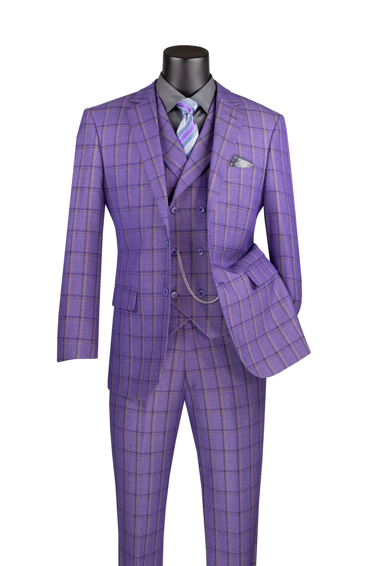 Vinci | 3pc Plaid Suit | MV2W-4