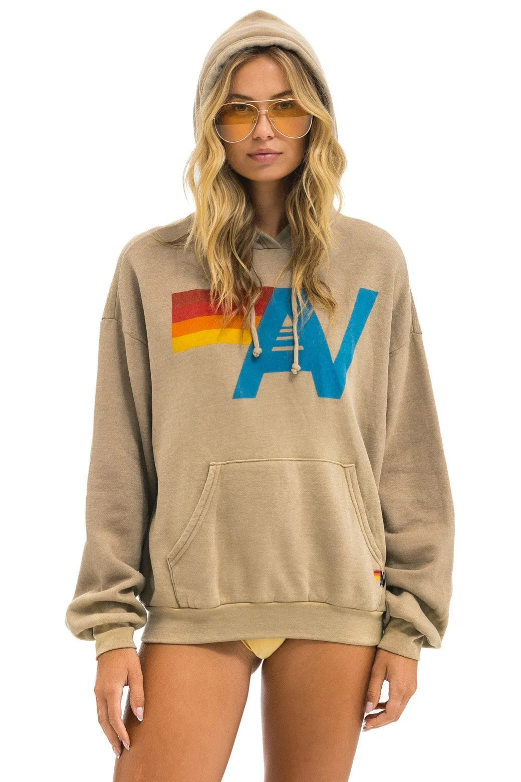 VINTAGE LOGO RELAXED PULLOVER HOODIE - FADED TAN