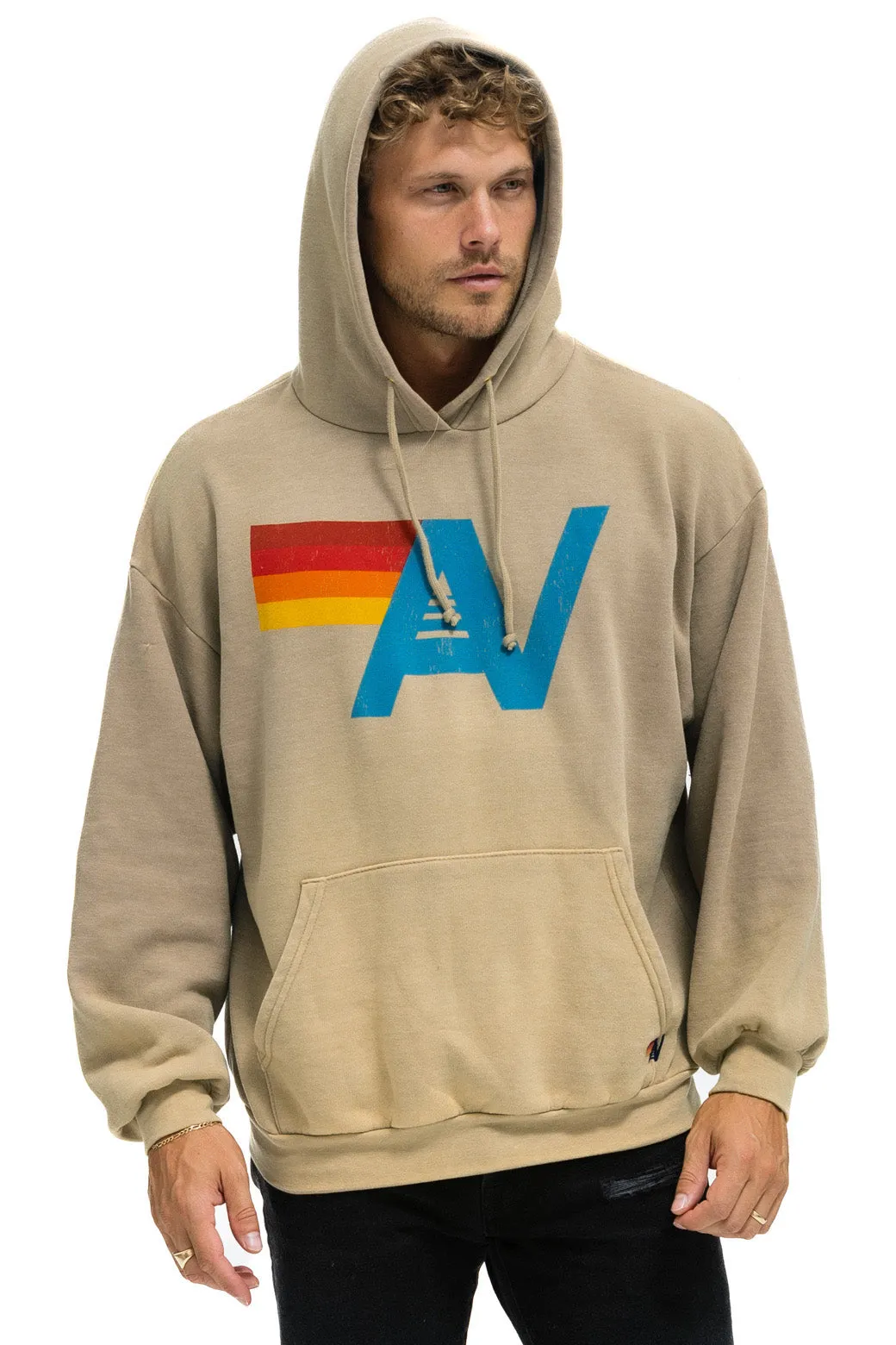 VINTAGE LOGO RELAXED PULLOVER HOODIE - FADED TAN