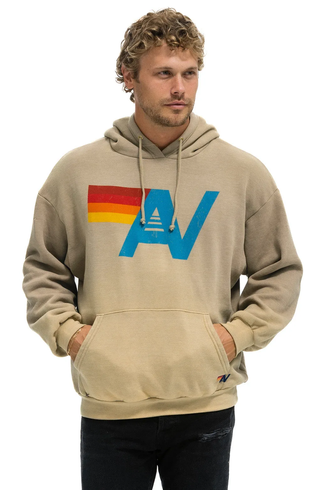 VINTAGE LOGO RELAXED PULLOVER HOODIE - FADED TAN