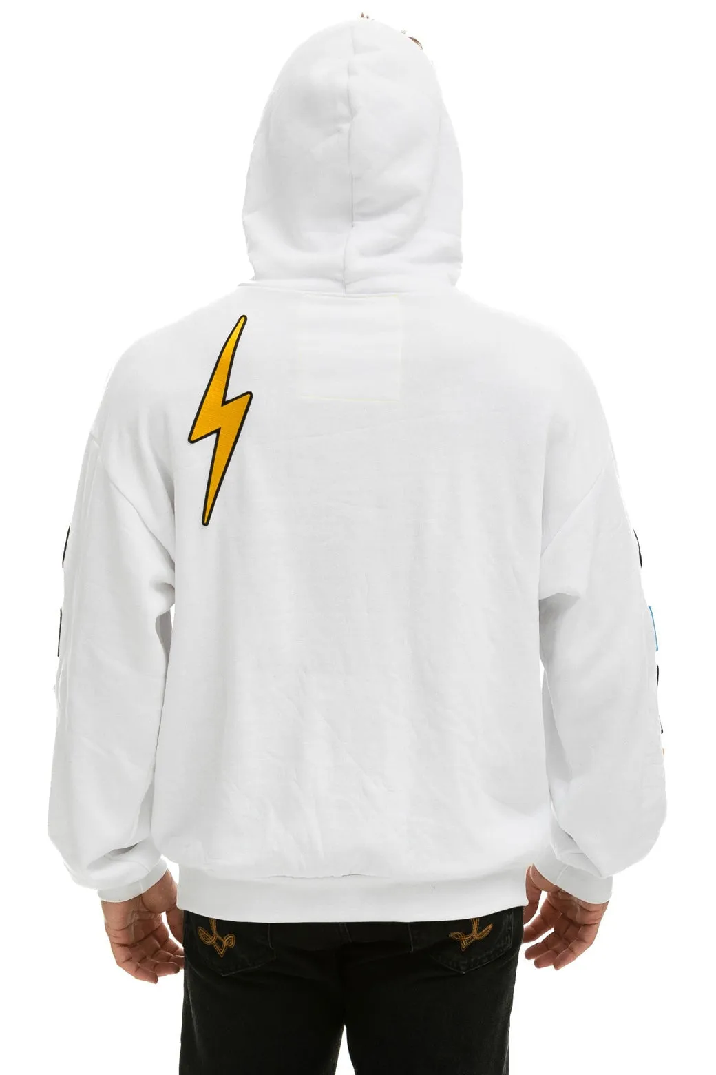 VINTAGE PATCH RELAXED PULLOVER HOODIE- WHITE