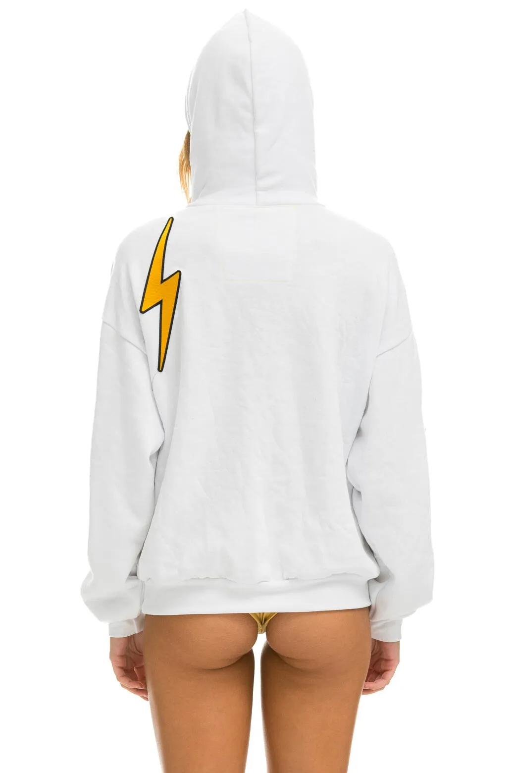 VINTAGE PATCH RELAXED PULLOVER HOODIE- WHITE