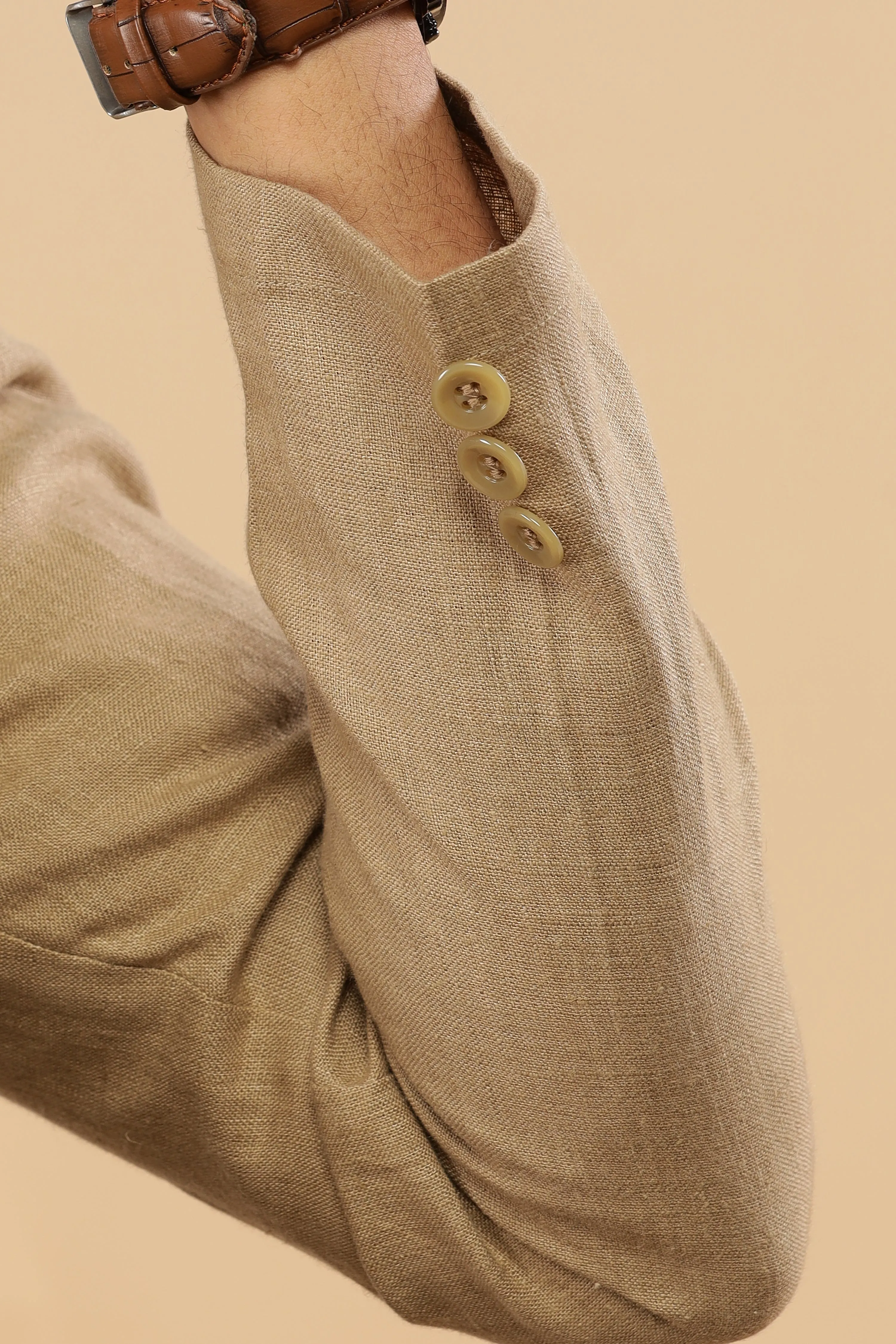 Wade - Deconstructed Pure Linen Jacket - Light Hazelnut Brown