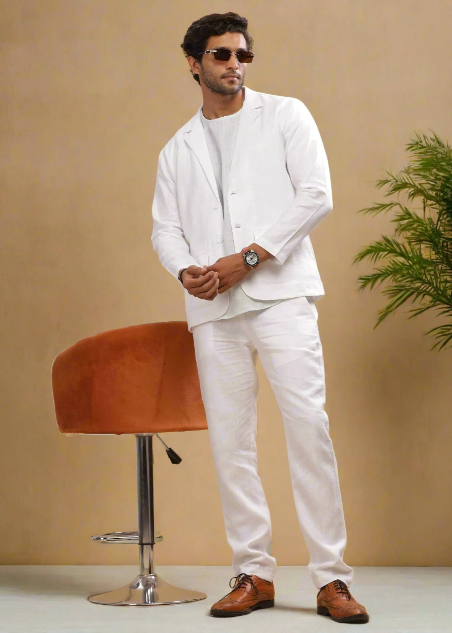 Wade - Deconstructed Pure Linen Jacket - White