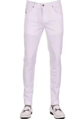 White Coin "V-Zipper" Tech Pants