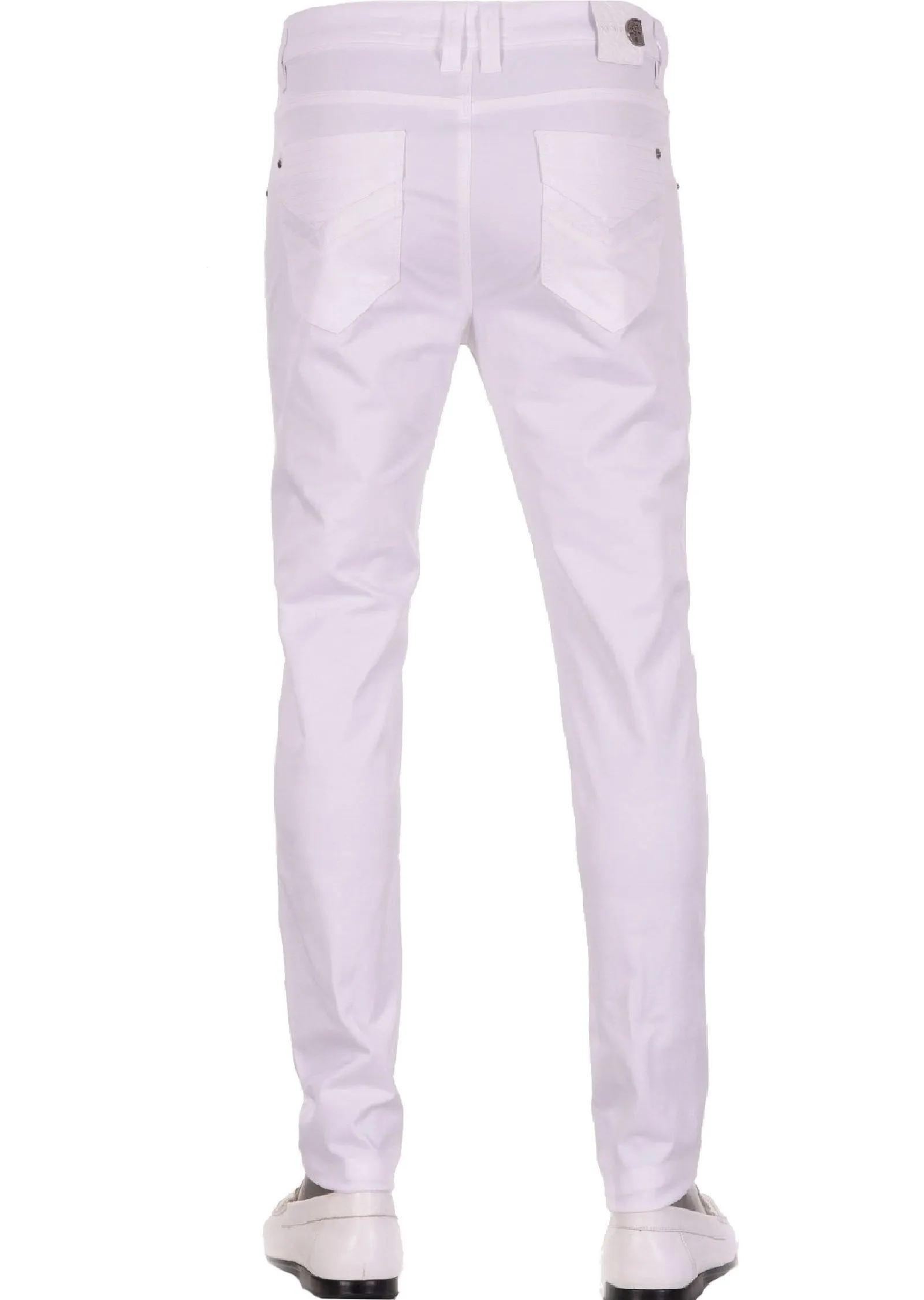 White Coin "V-Zipper" Tech Pants