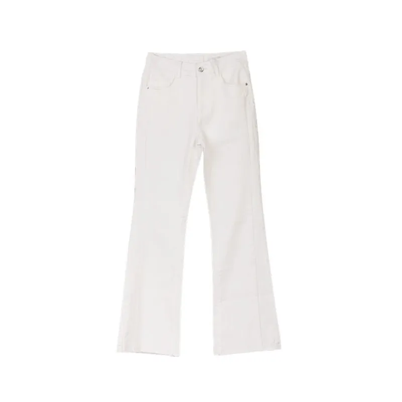 White Slim Boot Cut Pants