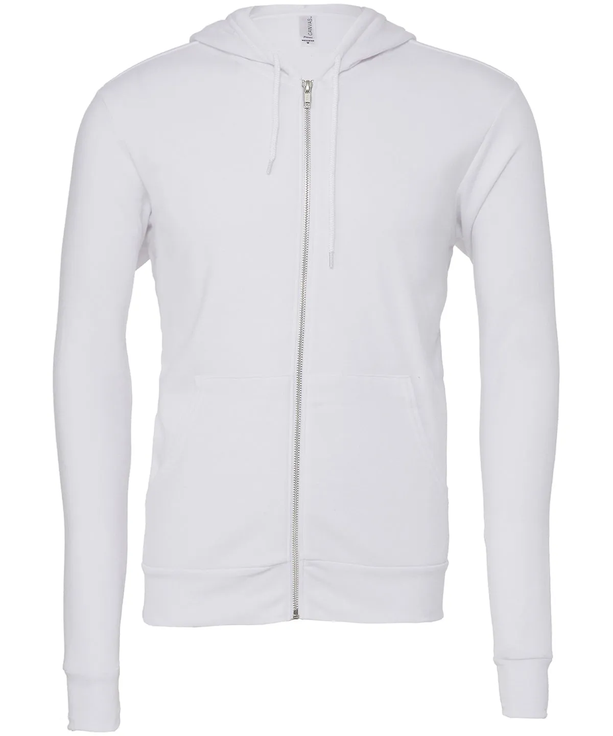 White - Unisex polycotton fleece full-zip hoodie