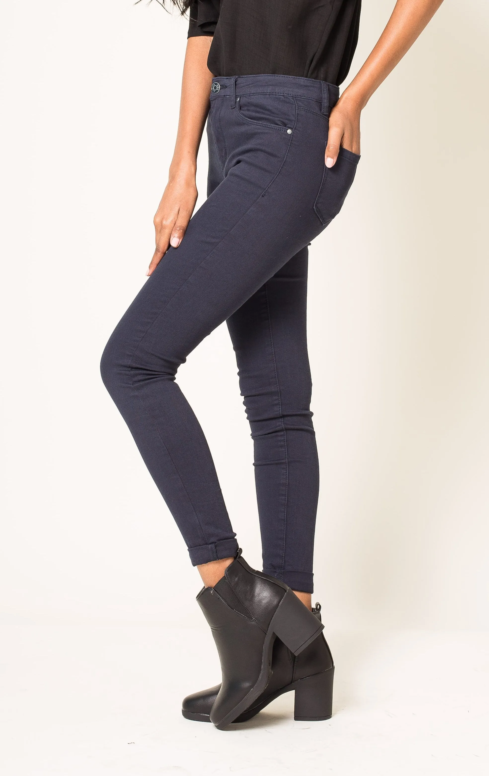 Wholesale Navy Blue Classic High Waist Jeans