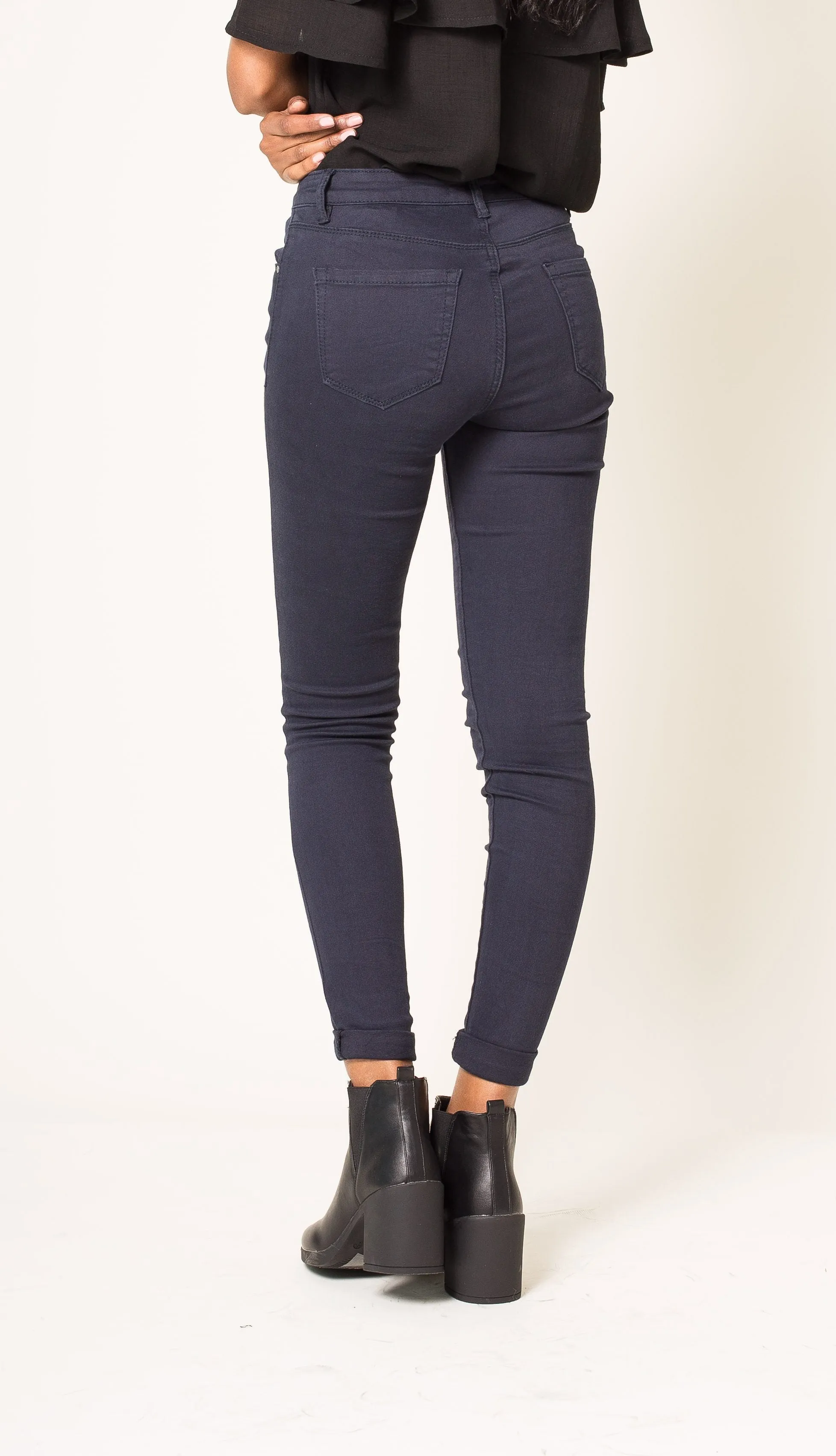 Wholesale Navy Blue Classic High Waist Jeans