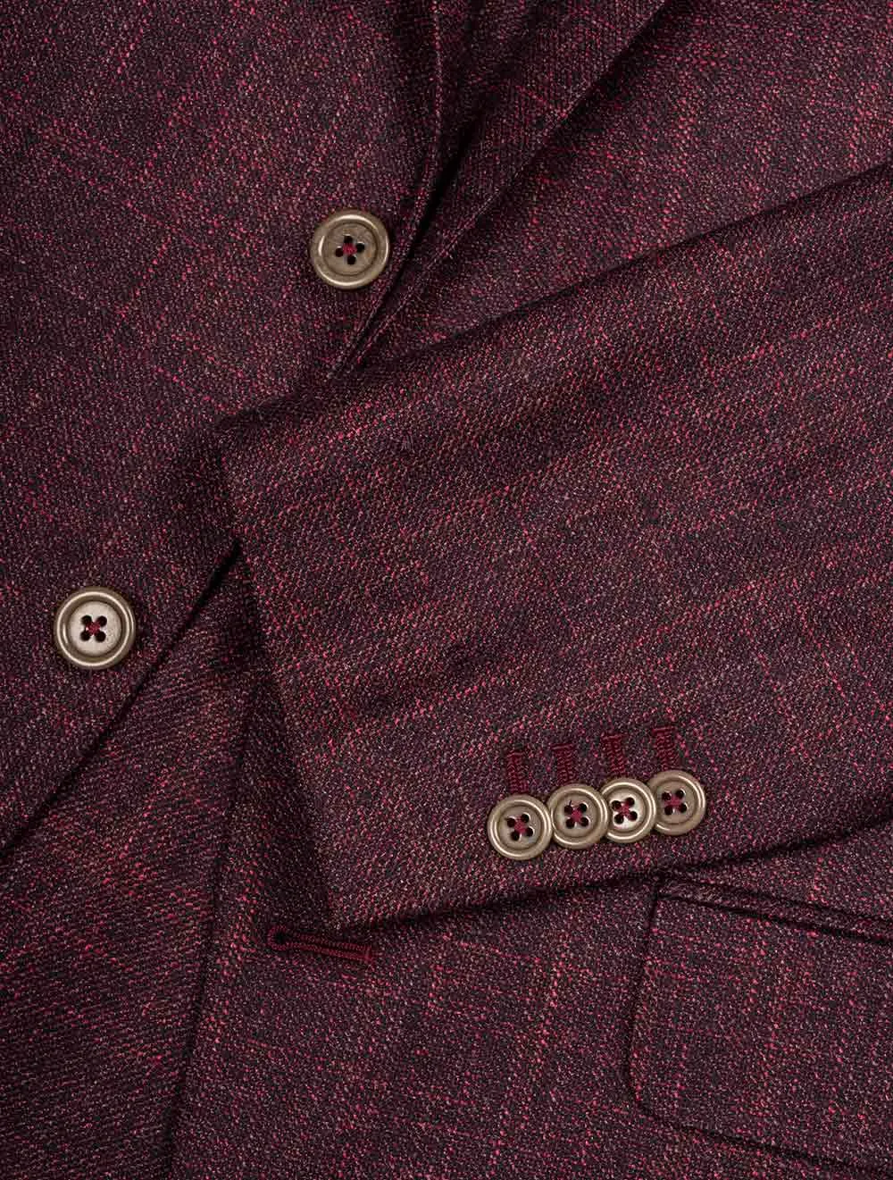 Wool Silk Cashmere Burgundy Jacket Burgundy