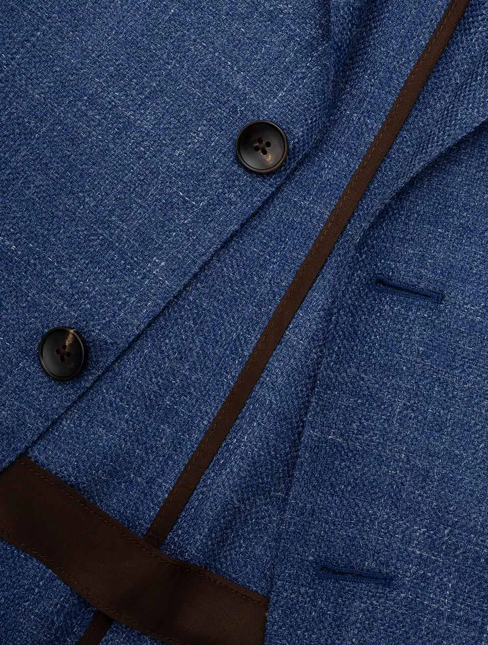 Wool Silk Linen Jacket Blue