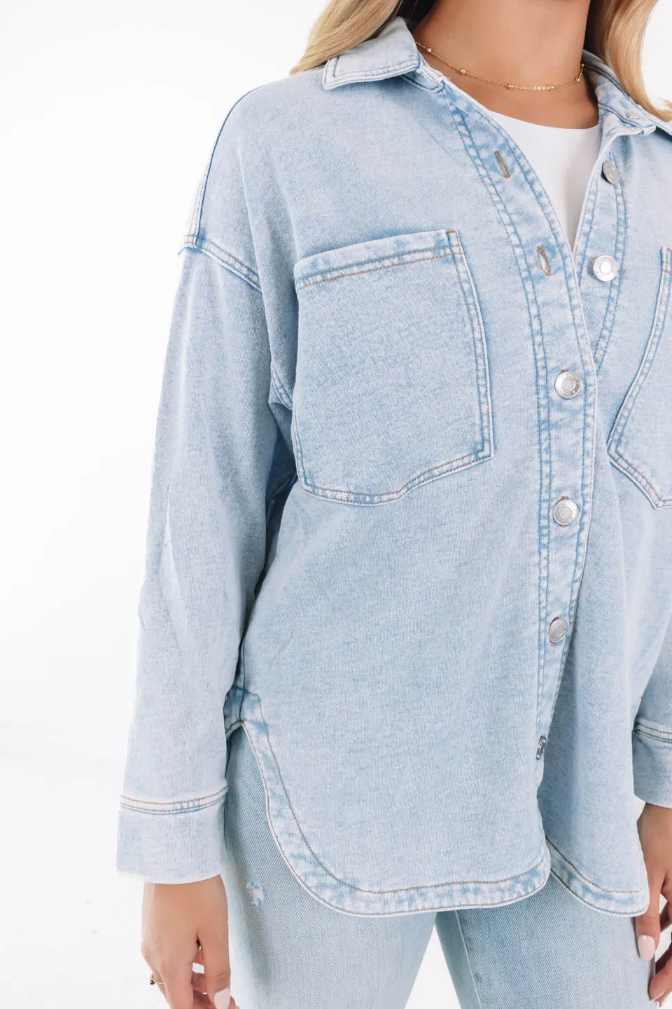 Z Supply All Day Knit Denim Jacket - Washed Indigo